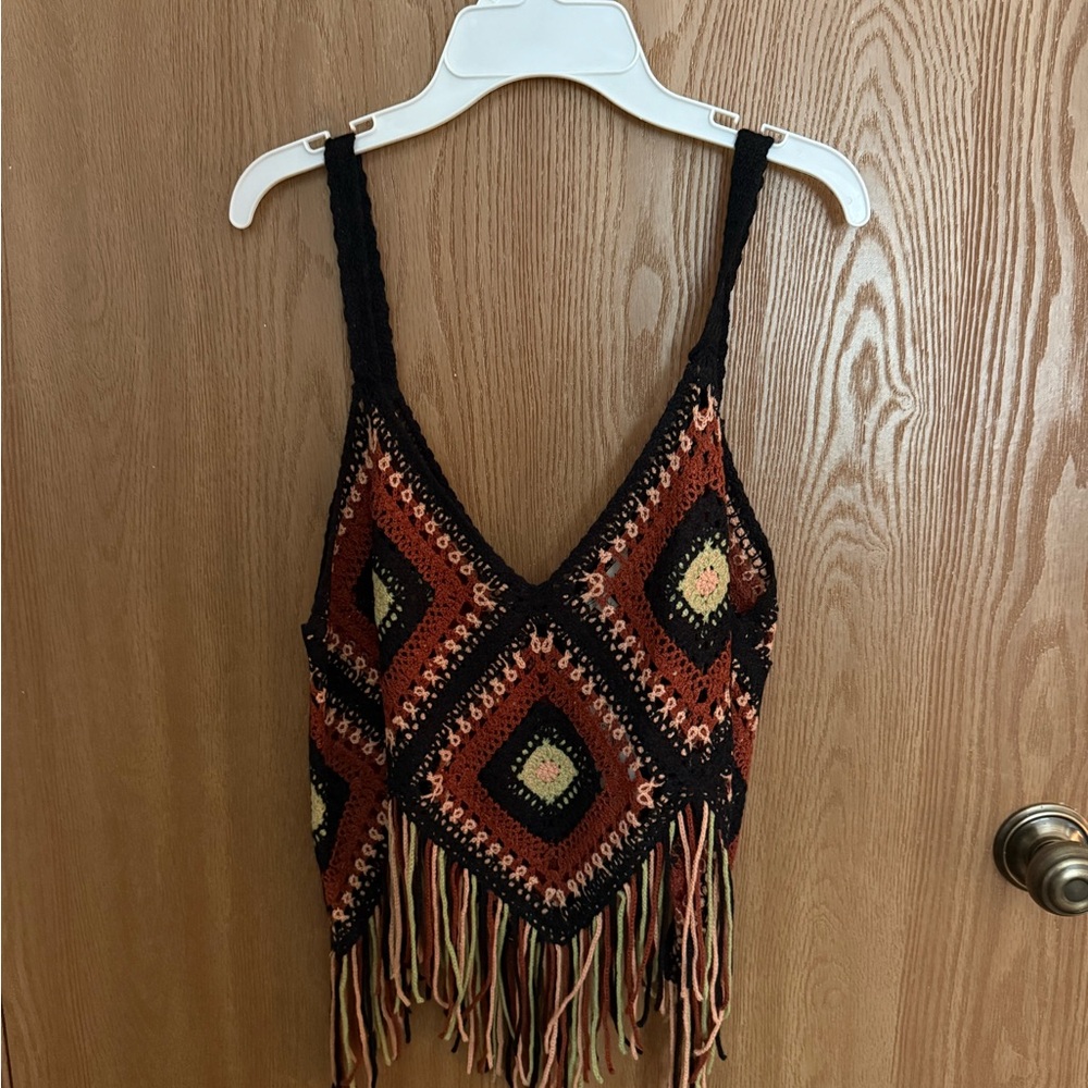 Heritage Black and Brown Crochet Sweater